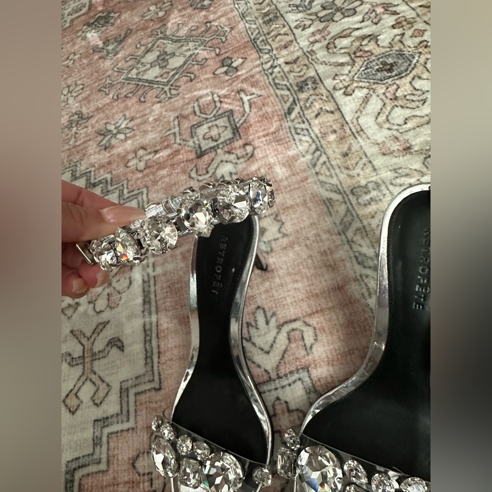 NWOT Retrofete Hanna Gemstone Silver Heels - Picture 9 of 16